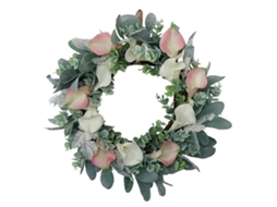 Coroa de Flores Artificiais Branca para Porta Parede Janela