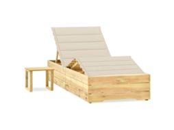 Sun Lounger With Table, Sun Loungers With Tables Vidaxl Creme Madeira De Pinho (n/a)