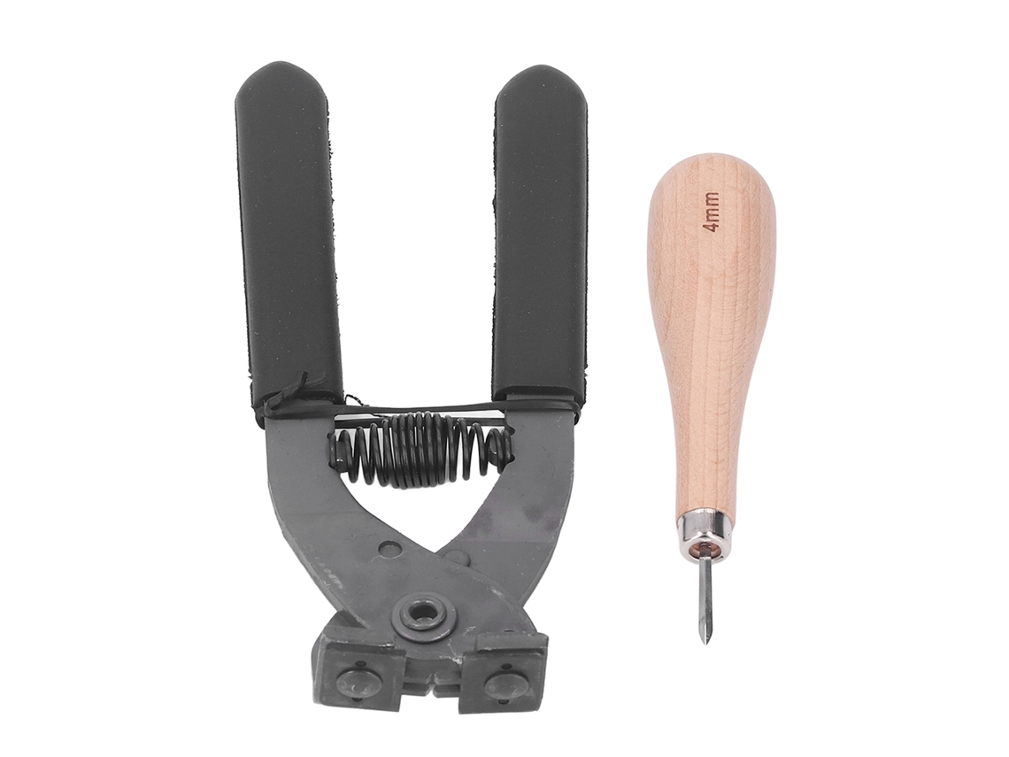 Alicate Silencioso para Couro 4mm com 2 Dentes, Furador Losango Antiderrapante, Ferramenta Silenciosa para Costura e Perfuração em Couro AQUAFORGE