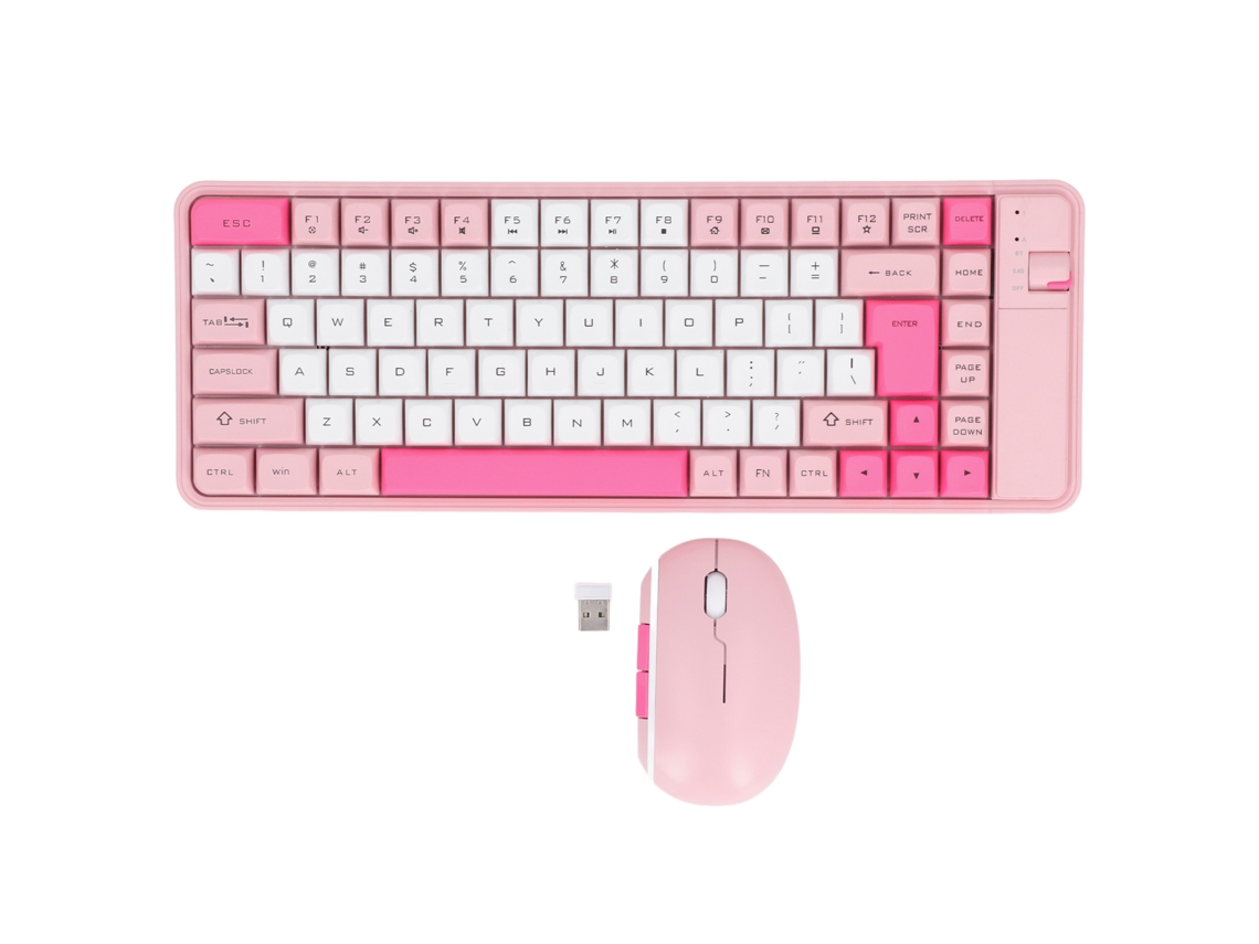 Combo De Teclado E Mouse Sem Fio Rosa