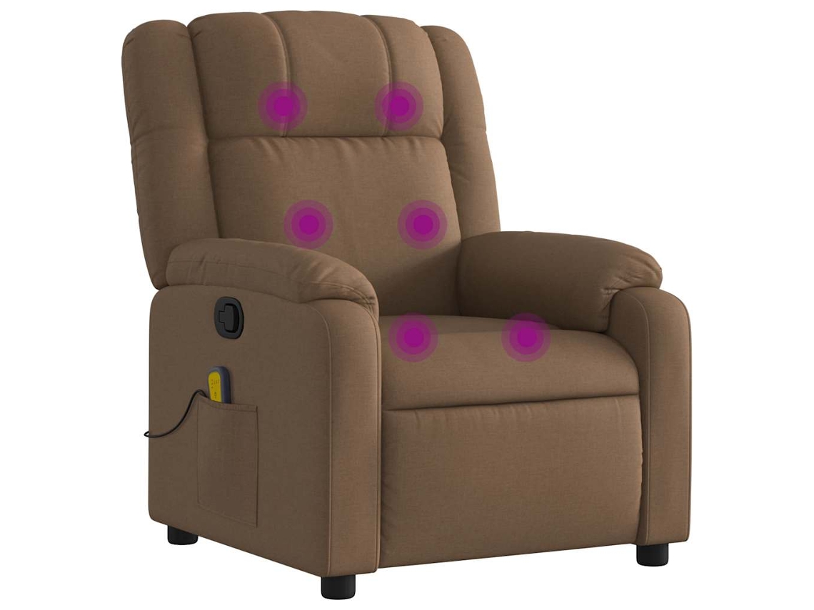 Poltrona de Massagens Reclinável VIDAXL Tecido Castanho