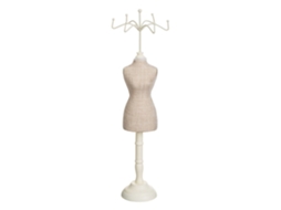 Suporte Para Bijuterias 12x40cm Madeira Com 6 Ganchos Branco/marrom