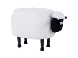 Tamborete BELIANI Sheep de Poliéster Branco 55x35x40