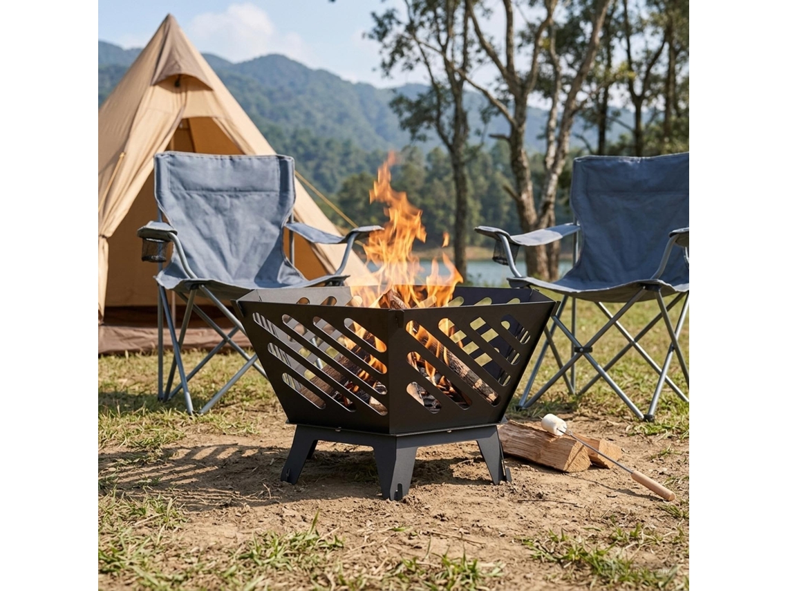 Vidaxl Fire Pit Preto 60 X 53 X 30 Cm Aço