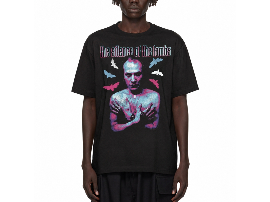Rockinstone Silence Of The Lambs Movie Bill Neon Colors Black Adult T-shirt Size:s