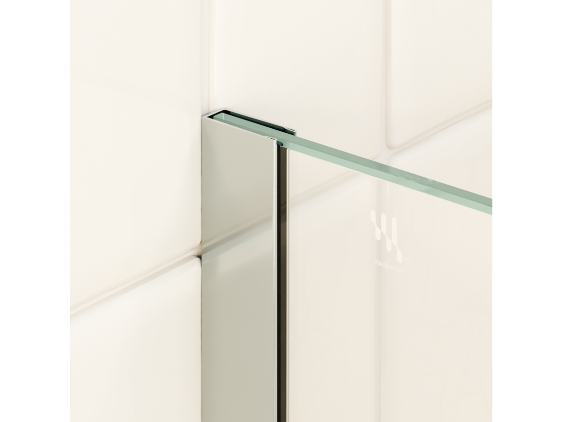 Resguardo De Duche Walk-in Fiona 80 X 200 Cm, Painel Fixo Em Vidro Temperado Transparente 8mm, Barra 22m E Perfil Inox Cromado - Moments Of Glass