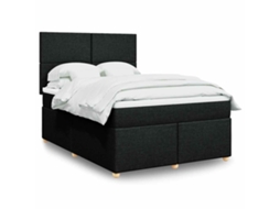Vidaxl Cama Com Molas/colchão 160x200 Cm Tecido Preto