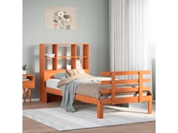 Vidaxl Cama C/ Estante Sem Colchão 100x200cm Pinho Maciço Castanho mel