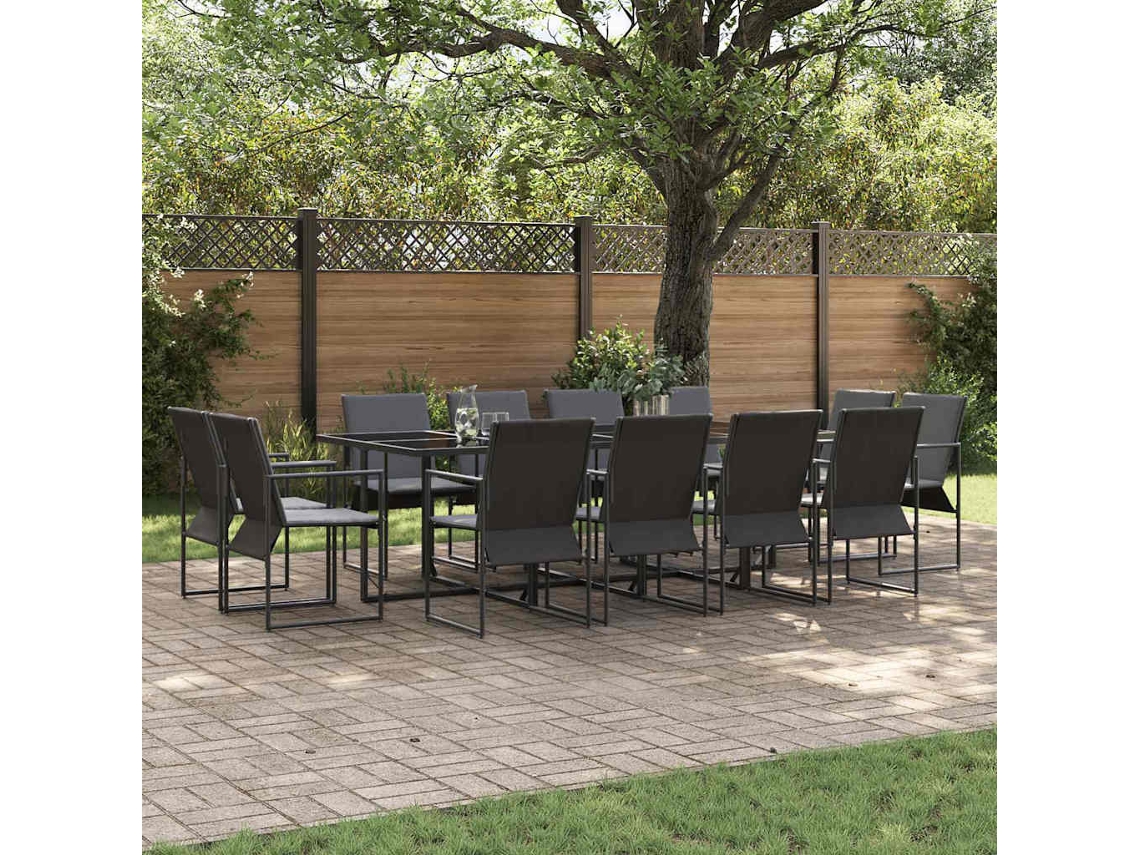 Vidaxl Conjunto De Jantar Para Jardim 13 Unid. Preto Aço