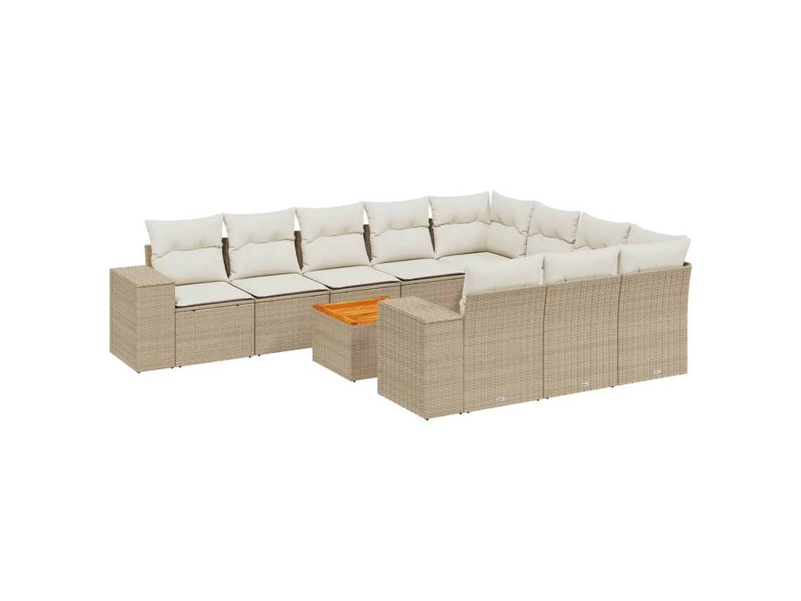 Maison Exclusive - 11 Pcs Conjunto Sofás De Jardim C/ Almofadões Vime Pe Bege