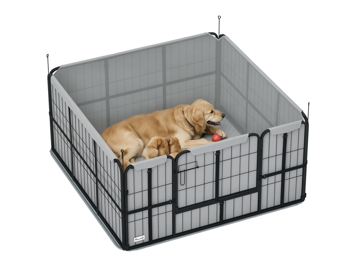 Caixa De Parto Preta Para Cachorros, Gaiola Com Suporte Para Tapete Lavável, Dimensões 122 × 60 Cm Para Filhotes