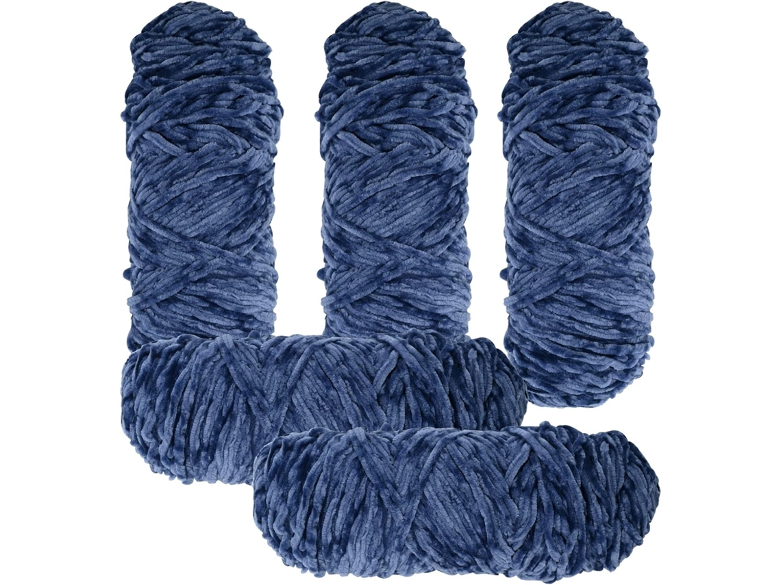 Fio Chenille Para Crochê E Tricô, 5 X 95g, Fio Para Projetos De Crochê Slowmoose