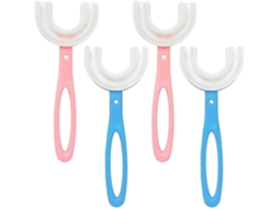 Kit com 4 Escovas de Dentes Infantis em Formato U Cerdas Silicone para Massagem, Escova Bebês Co M Limpeza Oral 360° e Fo GOKOCO