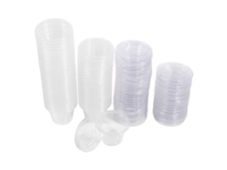 50 Vasos Desechables De Plástico Transparentes Con Tapa Para Salsa Chutney Para Comida A Domicilio Caliente (1oz)