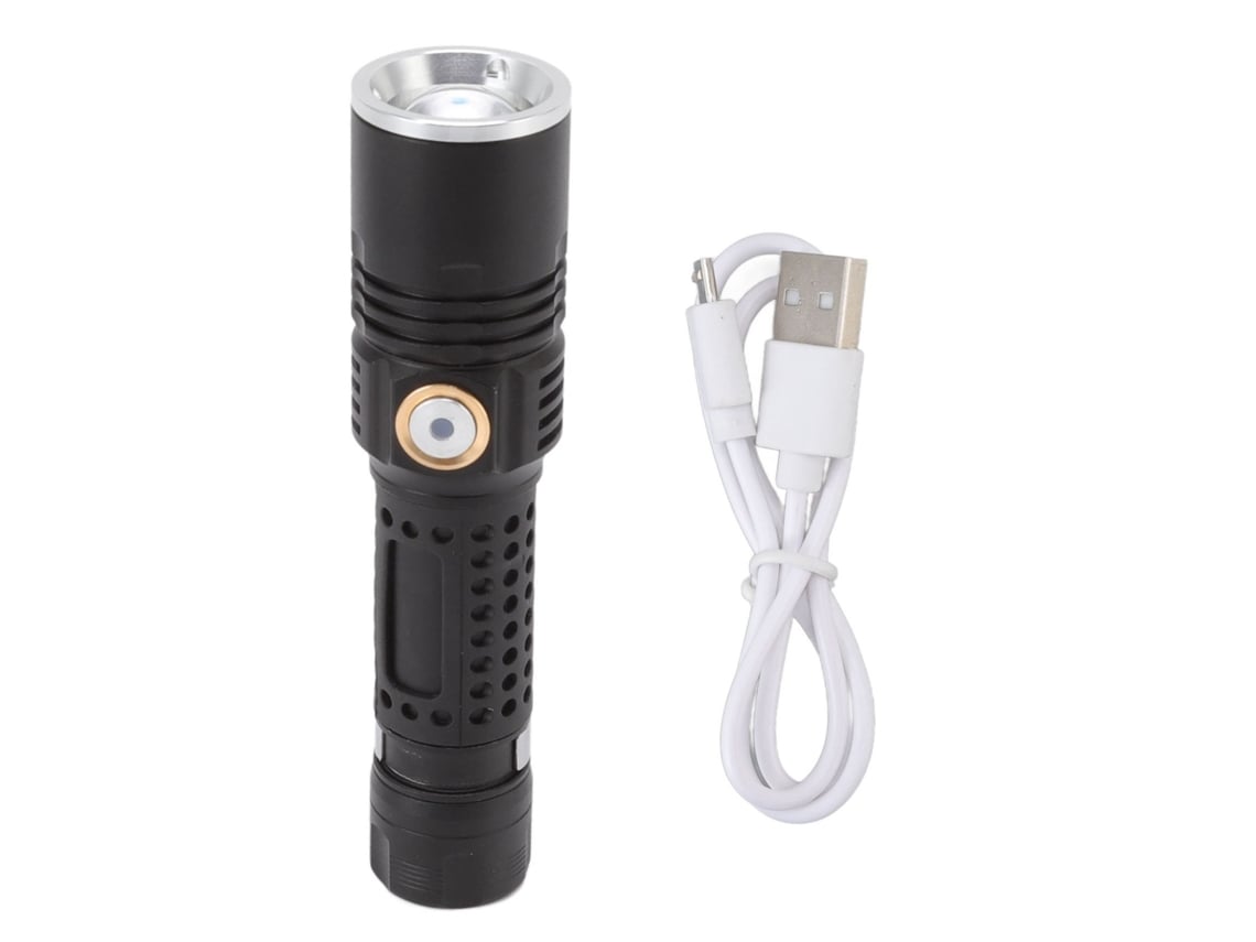 2026 lanterna Led de Alta Potência 800lm com 3 Modos de Luz, Zoom Rotativo e Carregamento Usb Recarregável para Camping com Clip de Metal