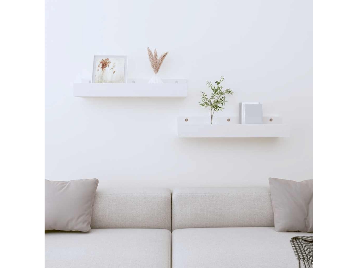 Vidaxl Prateleiras De Parede 2 Pcs 50x12x9 Cm Pinho Maciço Branco
