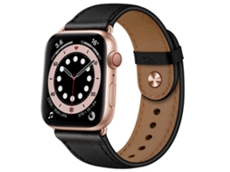 Bracelete para Apple Watch 42/44/45/49mm Couro Genuíno Preto XIAOMOYU