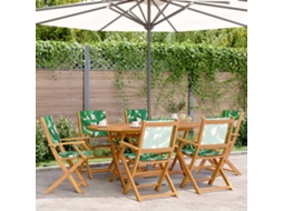 Vidaxl Cadeiras De Jardim Dobráveis 6 Pcs Tecido/madeira Maciça Verde