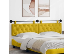 Vidaxl Cabeceira Suspensa Com Luz Led Amarelo Veludo