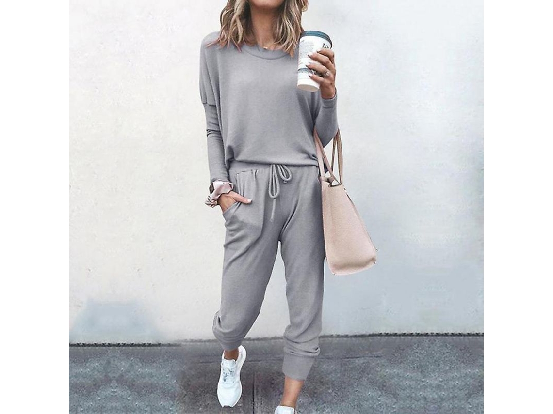 2026 conjunto de Pijama para Mulher de Duas Peças com Bolsos e Corte Solto Klt S Gris