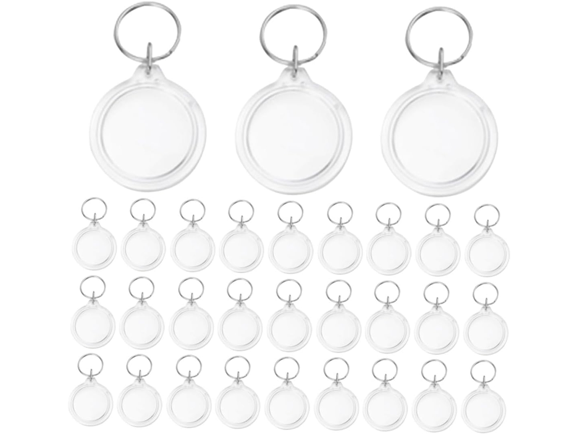 Ciieeo Pacote Com 80 Chaveiros Redondos Em Acrílico Transparente Com Moldura Para Fotos, Design Exclusivo E Durável