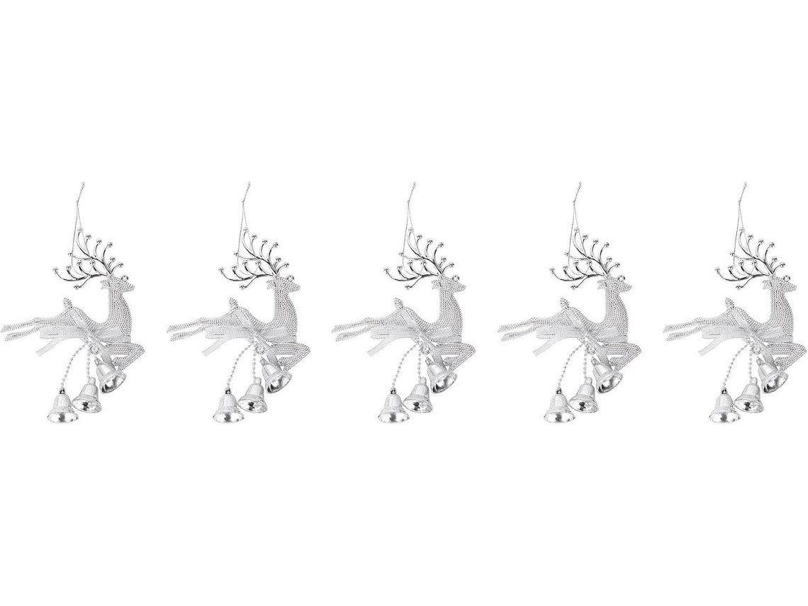 Conjunto De 5 Pingentes De Plástico Prateado Em Formato De Alce, Leves E Fáceis De Pendurar.