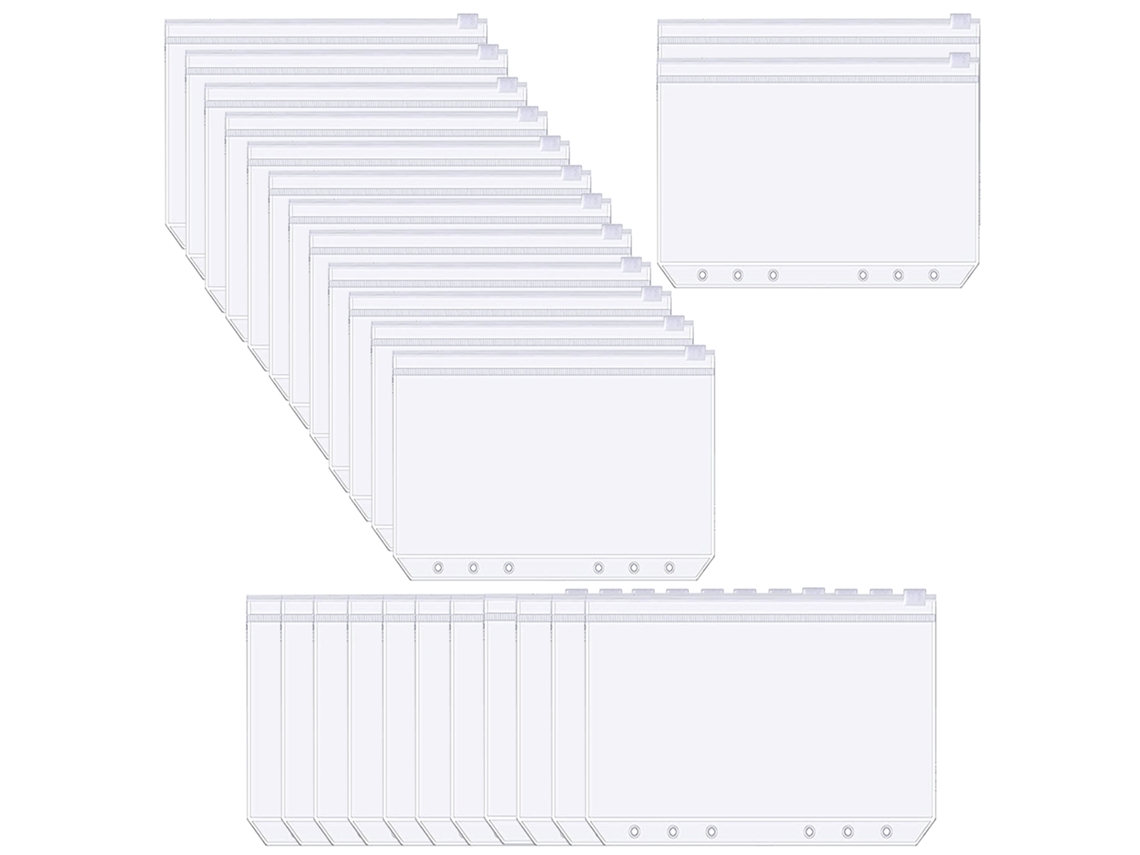 Pasta de Argolas de Pvc com 6 Furos e Zíper, Tamanho A5, Pacote com 25 Unidades BRILVIBERA