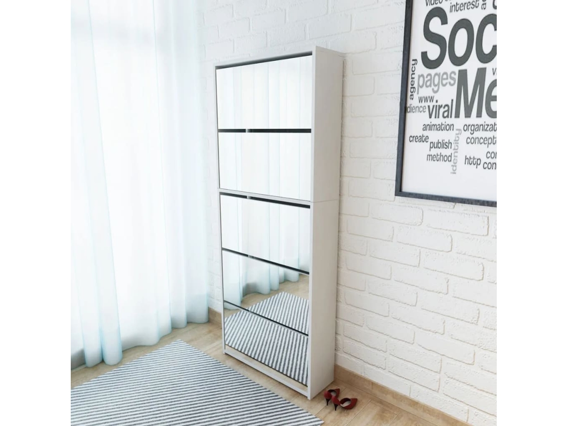 Sapateira De 5 Divisórias Com Espelho 63x17x169,5 Cm Branco Lovely Home