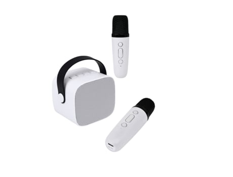 PARTY Altifalante Bluetooth 5.1 com 2 microfones de karaoke sem fios Modelo Party Btmic 15W Branco