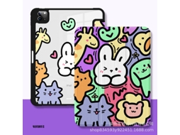 Capa Para Ipad Pro 10,5 Dupla Face Tripla Dobrável Preta Estojo Rígido K0536 Animal Graffiti