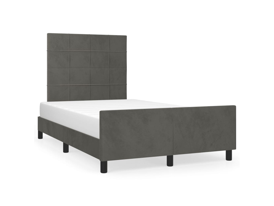 Estrutura de Cama Sem Colchão 120x190cm Veludo Cinza Escuro MAISON EXCLUSIVE