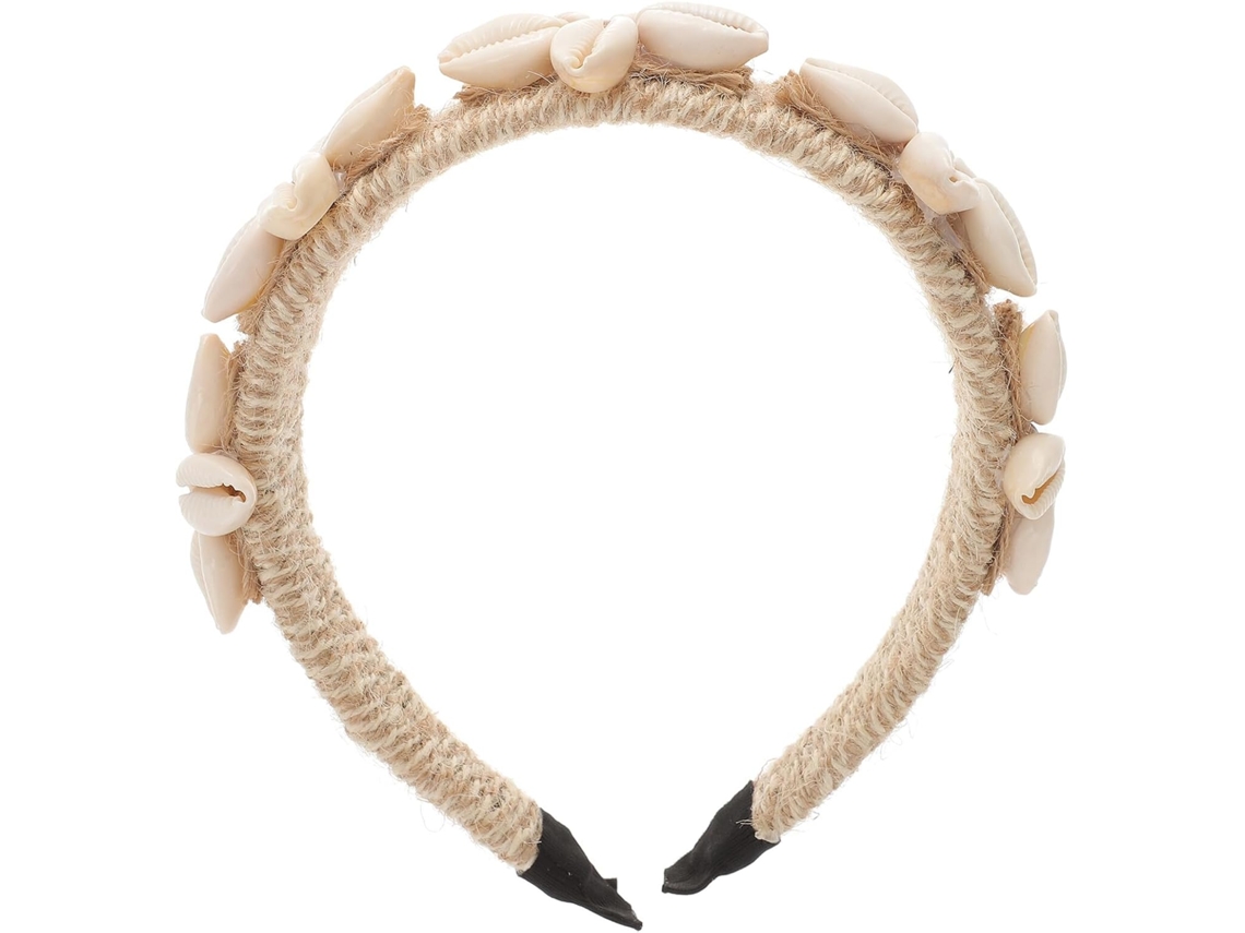 Tiara Larga Em Formato De Concha, Feita De Corda Natural Bege Claro, Acessório De Cabelo Feminino, Acessório Para Casamento.