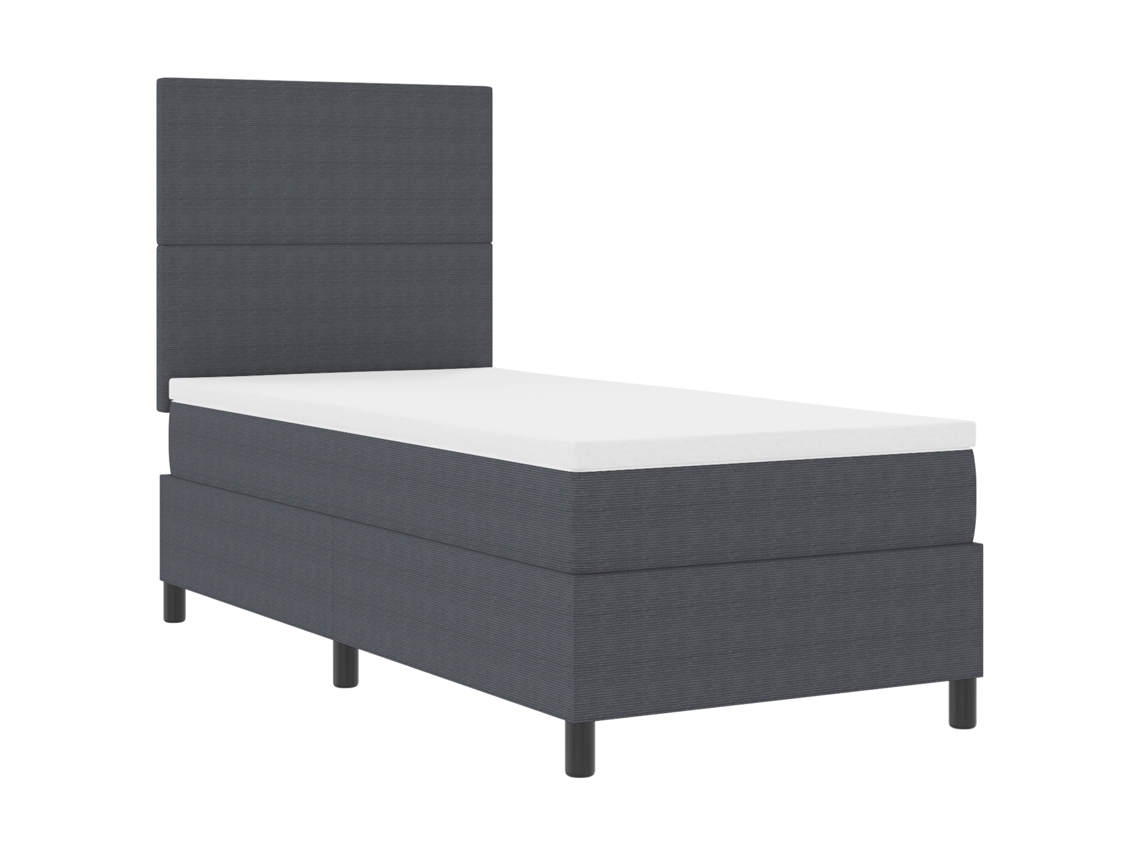 Cama Box Spring Com Colchão Cinza Escuro Tecido De Veludo Cotelê Vidaxl Grey Fabric (80x200 Cm)