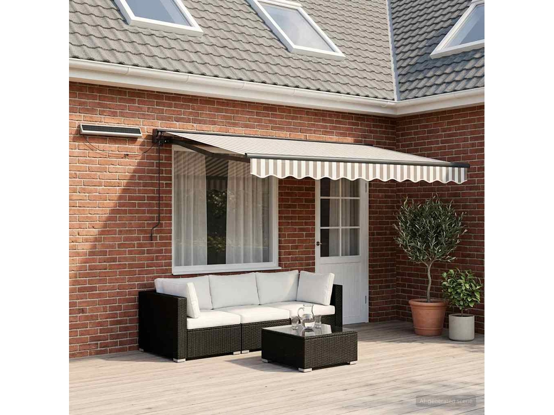 Vidaxl Toldo Retrátil Elétrico Cinza Claro E Branco 5 × 3,5 M