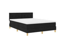 Conjunto 1 Cama Box Vidaxl Preto Tecido (160 X 200 Cm)