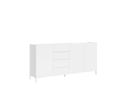 Aparador Solaria com 3 portas e 4 gavetas, 174 x 40 x 84 cm, branco brilhante.