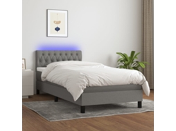 Vidaxl Cama Box Spring C/ Colchão E Led 90x190 Cm Tecido Cinza-escuro