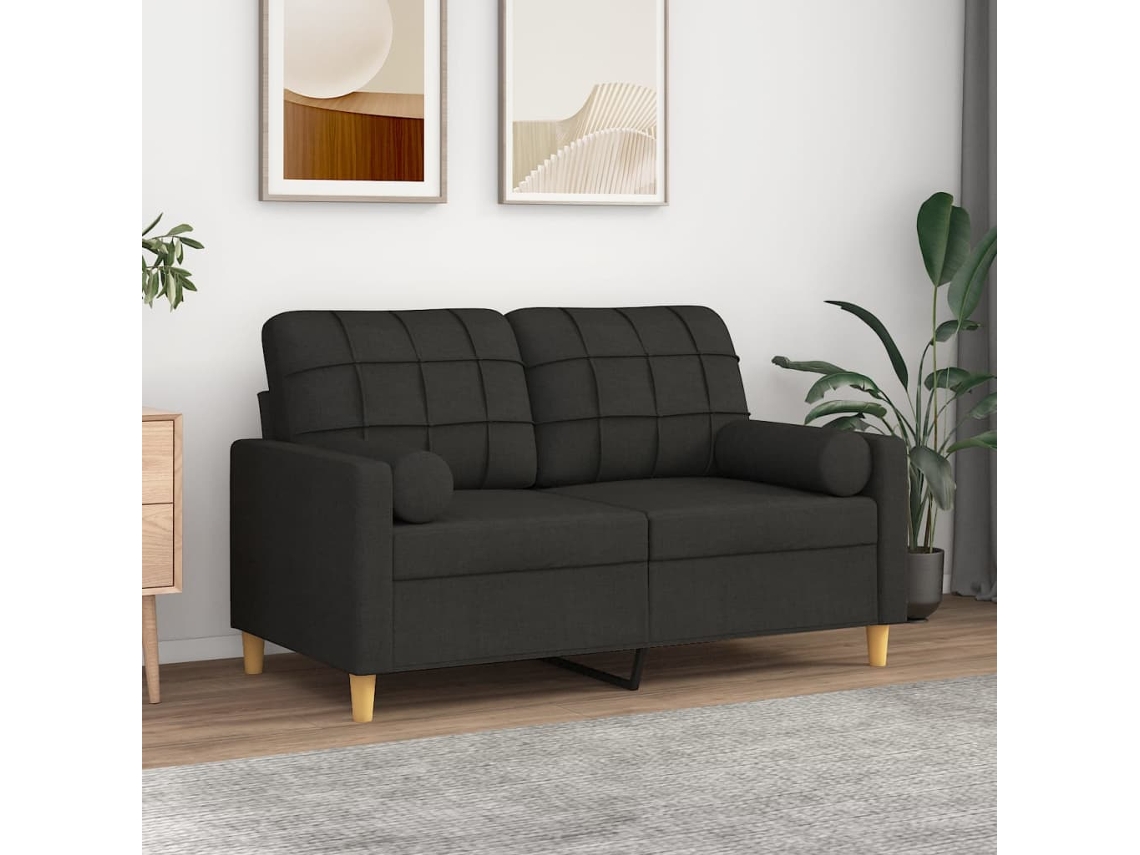 Vidaxl Almofadas Decorativas 2 Pcs Ø15x50 Cm Tecido Preto