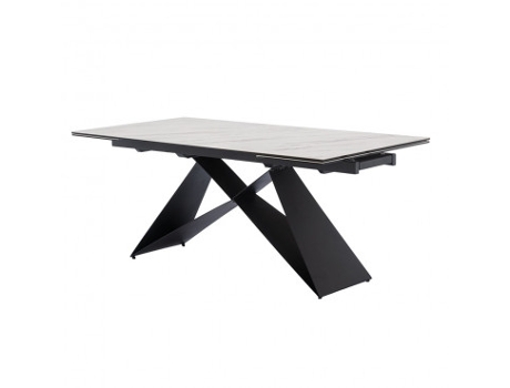 Mesa Extensível Geodi Branca 180/260X90X76 Cm Cerâmica e Vidro Pés de Metal 50 kg Máx. CASA VITAL