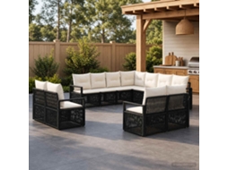 Vidaxl Conjunto De Sofá De Jardim 11 Unid. Preto Vime Pe