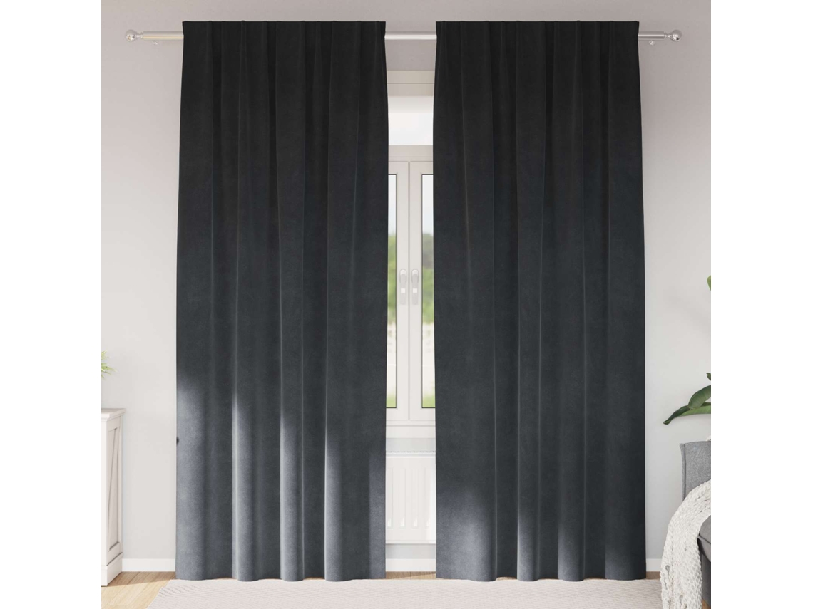 Vidaxl Cortinas Opacas 2 Unid. Cinzento-claro 140 X 260 Cm Veludo