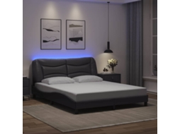 Vidaxl Estrutura de Cama com Led Sem Colchão Hvar 160x200cm Cinza