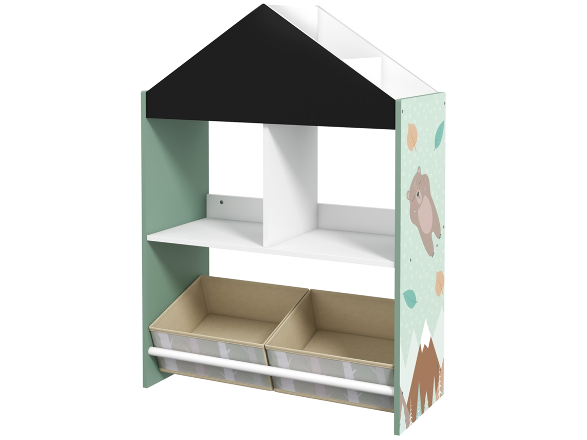 Móvel Para Guardar Brinquedos Infantis Com Prateleiras E Gavetas Removíveis, Verde.