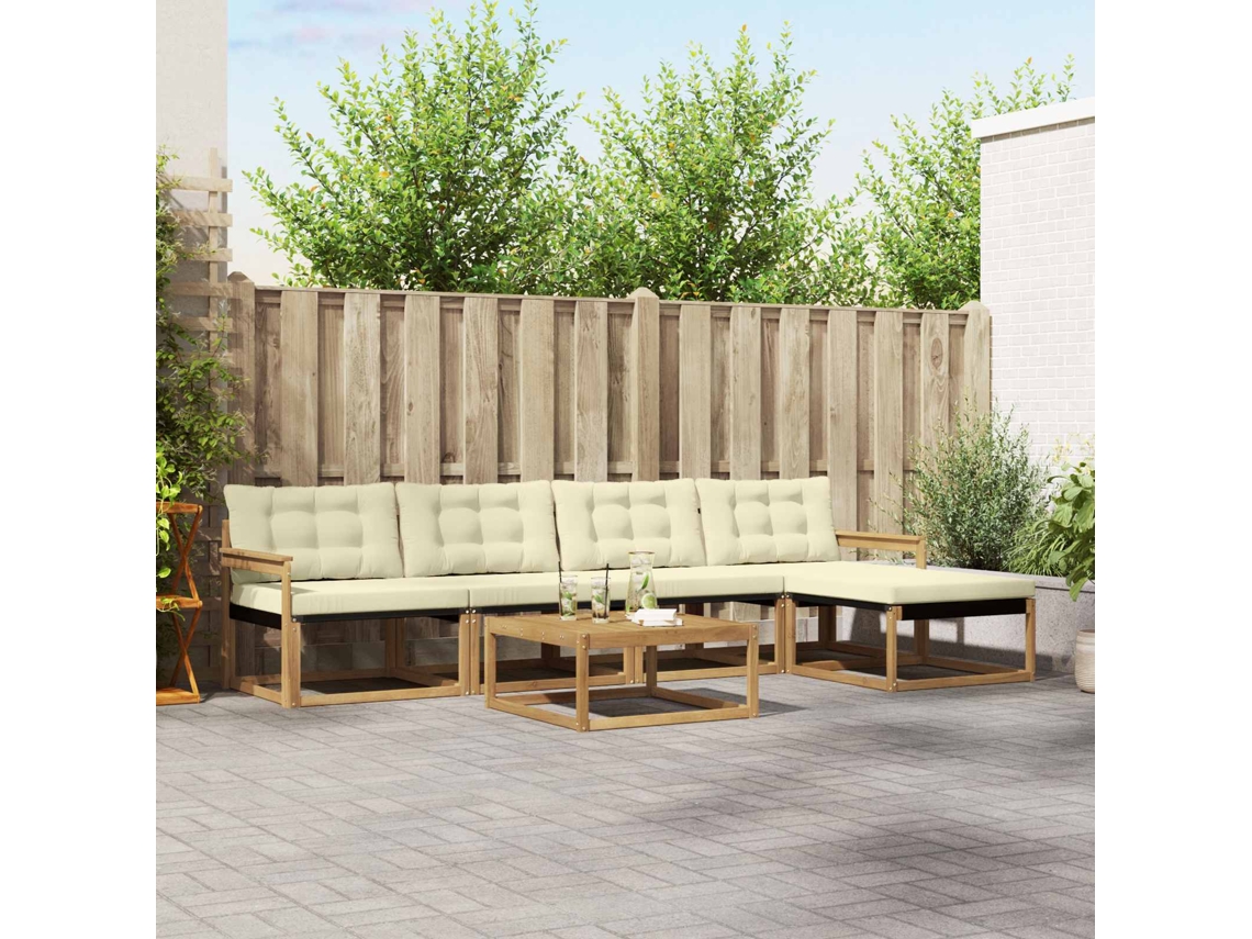Vidaxl Conjunto De Sofás Para Exterior 6 Unid. Branco E Creme