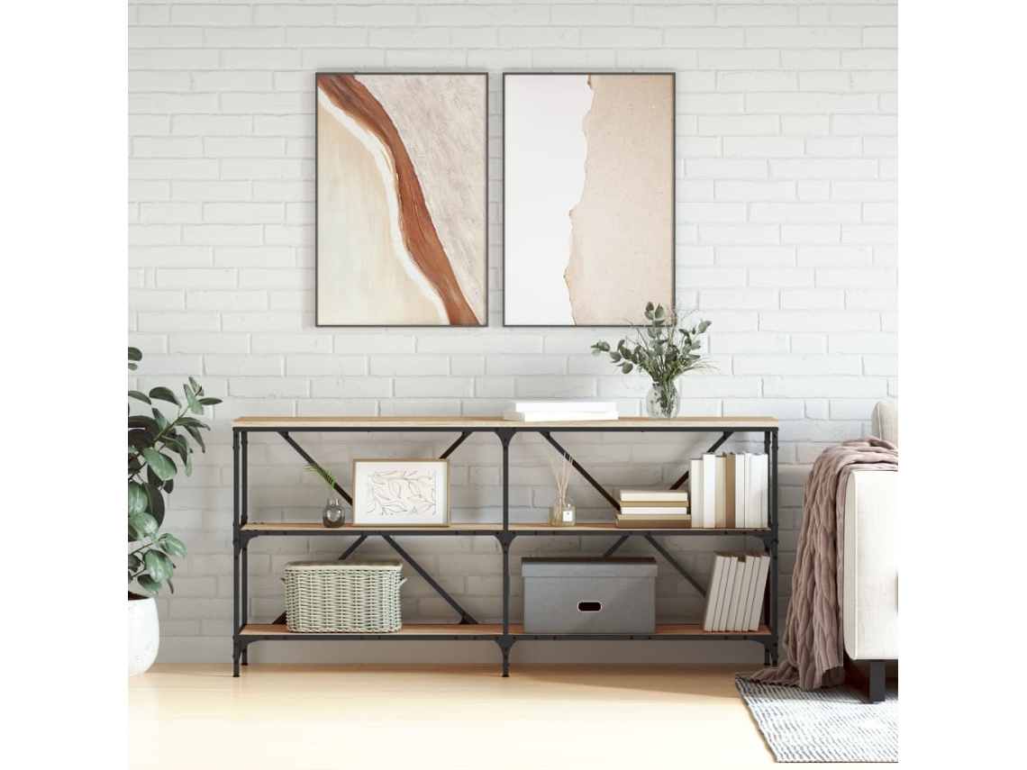 Vidaxl Mesa Consola 160x30x75 Cm Deriv. Madeira/ferro Carvalho Sonoma