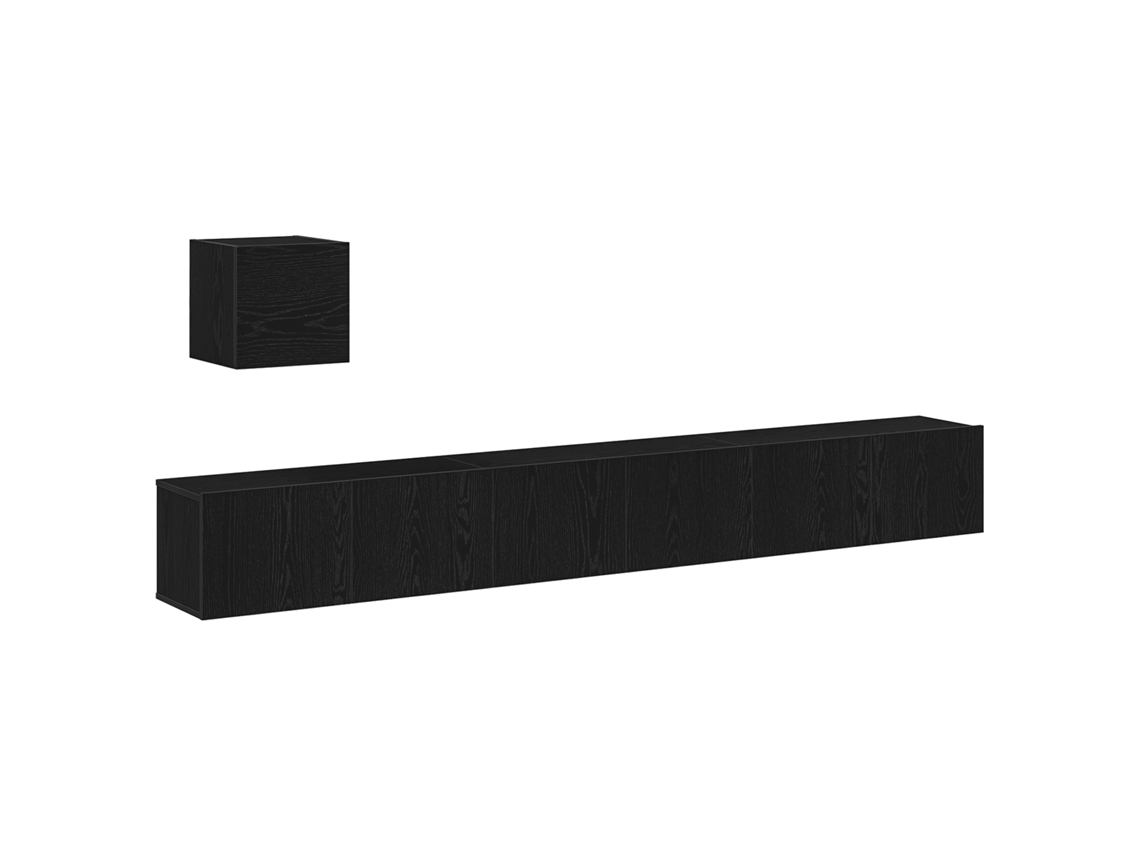 Conjunto 4 Gabinete Para Tv Vidaxl Preto Derivados De Madeira