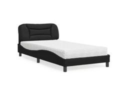 Vidaxl Cama Com Colchão Hvar 100x200 Cm Couro Artificial Preto