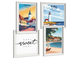 Composição De Quadros Rios De Montanha Farol Espelharte (4 Peças)