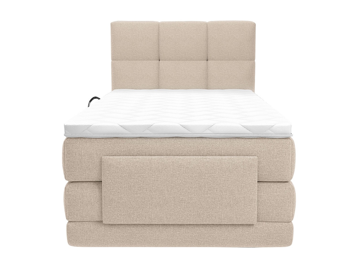 Cama continental LODI VENTE-UNIQUE Bege 100x200 cm - Com colchão - Com sommier