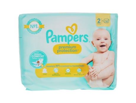 Fralda de Proteção Premium 30 Tamanho 2 4-8 kg PAMPERS